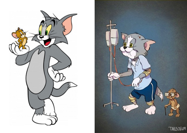 Disney characters in old age (illustrations) - Walt disney company, Mickey Mouse, Donald Duck, Tom and Jerry, Goofy, Cartoons, Longpost