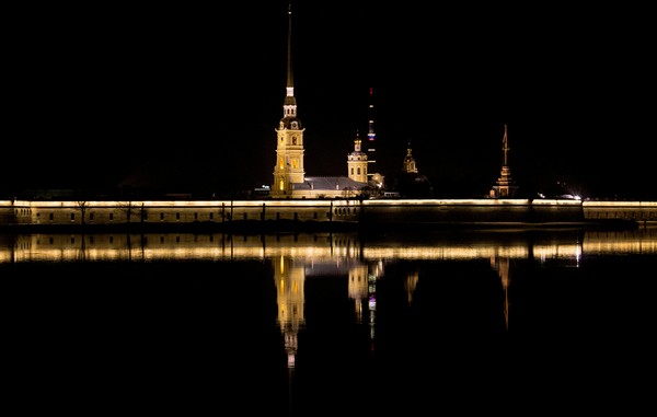 Evening St. Petersburg. - My, Saint Petersburg, Peter-Pavel's Fortress, Reflection, Night, Neva, Canon