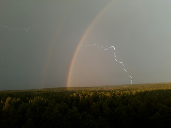 Here is such a frame - My, View from the window, Thunderstorm, Double Rainbow