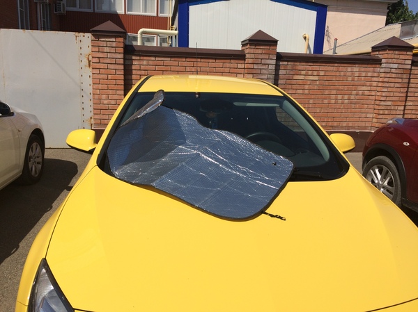 The main thing is to protect the windshield from the sun!))) - My, Sun protection, Auto, Smart people