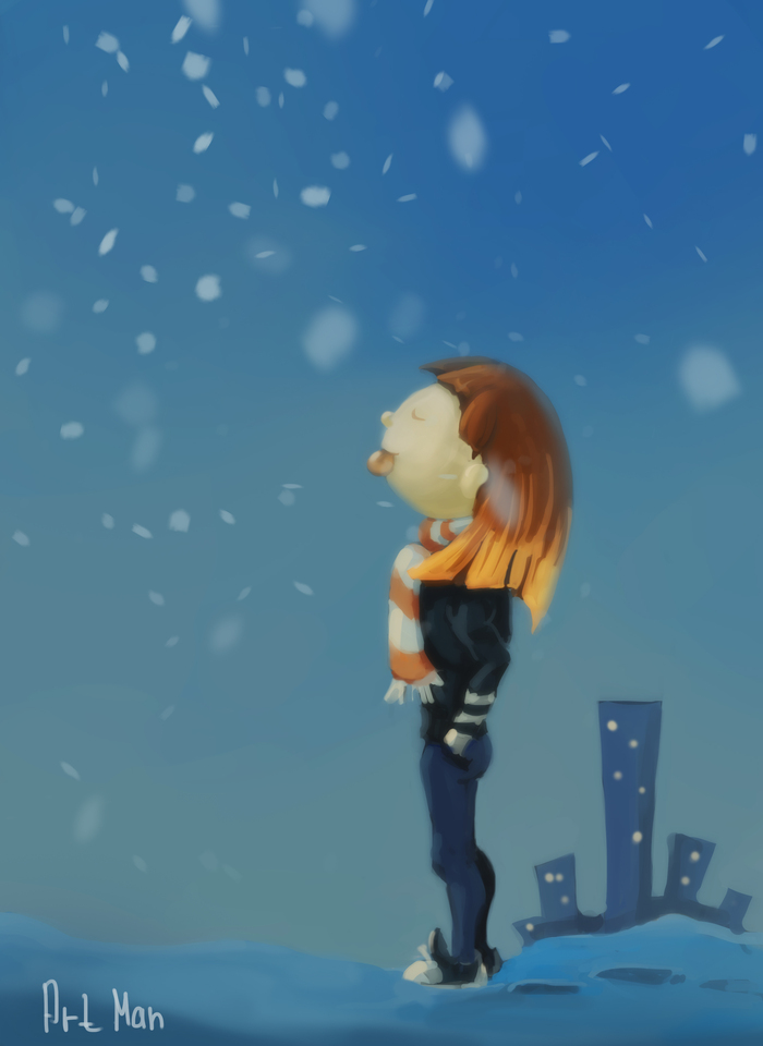 What if it snows now? - My, Girl, Art, Snow, Photoshop, , Milota, Calmness, Scarf