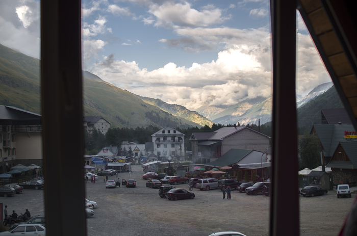 View from the cafe - My, Pentax, , The mountains, Elbrus, Cafe, The photo