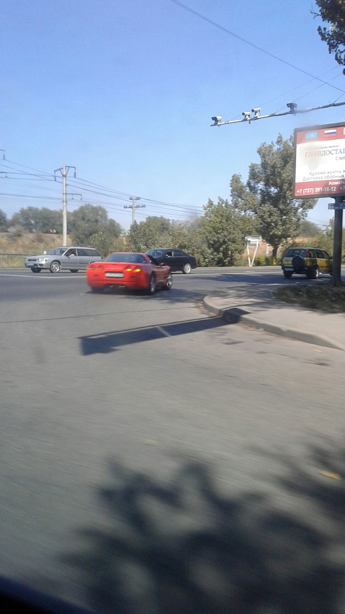 Here is a car in our city passing. Surprisingly, not every day you see a corvette in our city. - Car, Town, Muhosransk