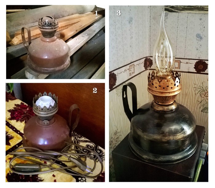 New life for an old kerosene stove - My, With your own hands, Lamp, Kerosene lamp, Edison's lamp, Interior, Longpost