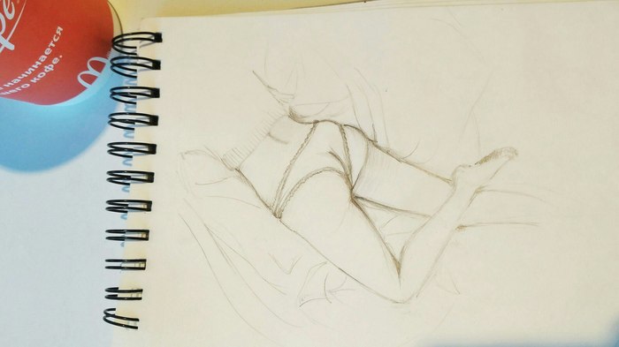 morning sketches - Timekiller, Pencil drawing, Bad artist, Erotic, Longpost, My, NSFW