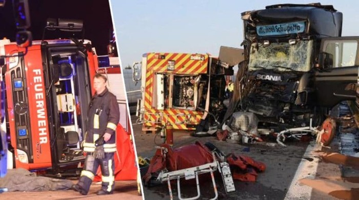 Double accident in Germany. - Germany, Road accident, Destination, Firefighters