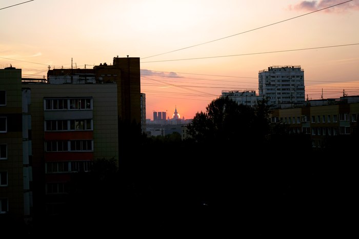 Sunset - My, MSU, Sunset, Moscow, Whisper, Sky, Town