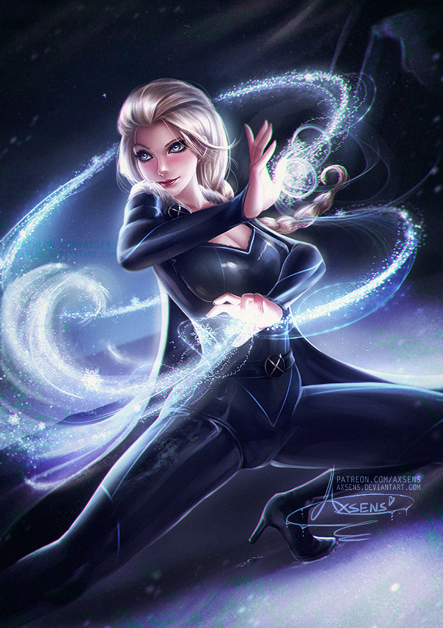 Icewoman Elsa - Art, Drawing, Elsa, Cold heart, Crossover, X-Men, Axsens