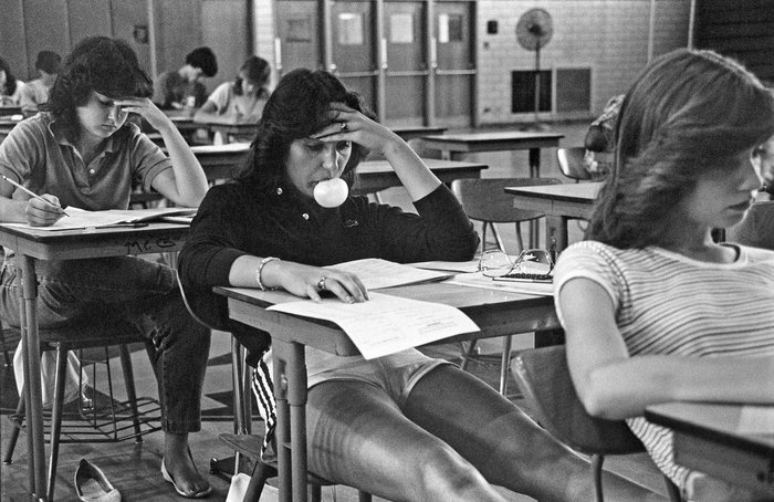 Students, 80s of the 20th century. - The photo, Black and white, Girls, 