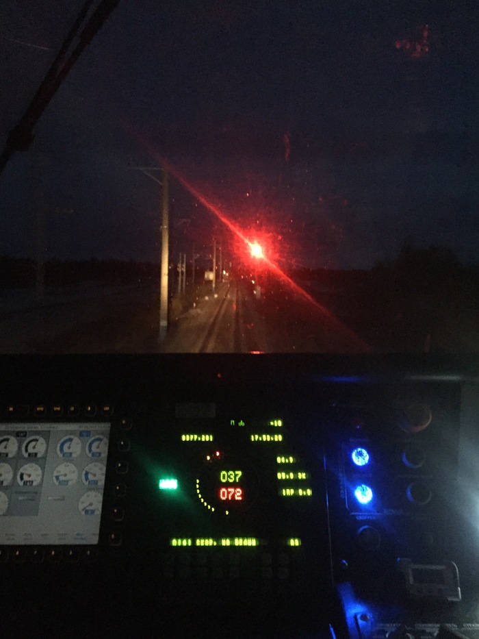 When you pass red and it is not shunting - My, Russian Railways, Driver, Freight train, 2te116u, Night