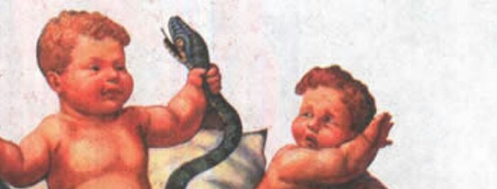 У Геракла очень рано началось половое созревание. Ещё в колыбели он начал душить змею.