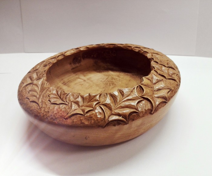 Bowl Autumn leaves - My, Bowl, Wood carving, Handmade, Handmade, Pear, Tree, Longpost