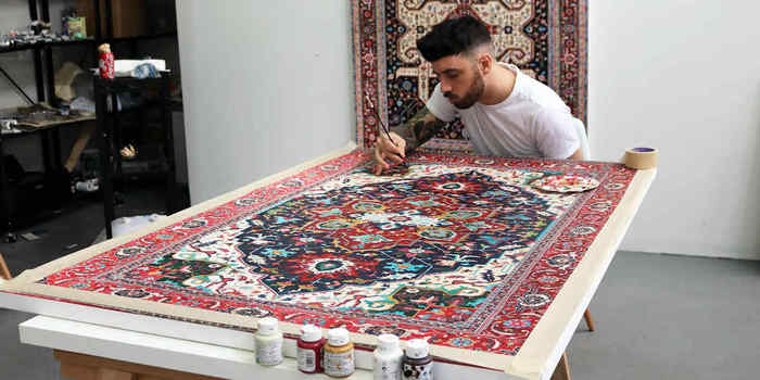 An artist who paints a carpet. - Painting, Art, Carpet, Zanamiclub, Video, Longpost