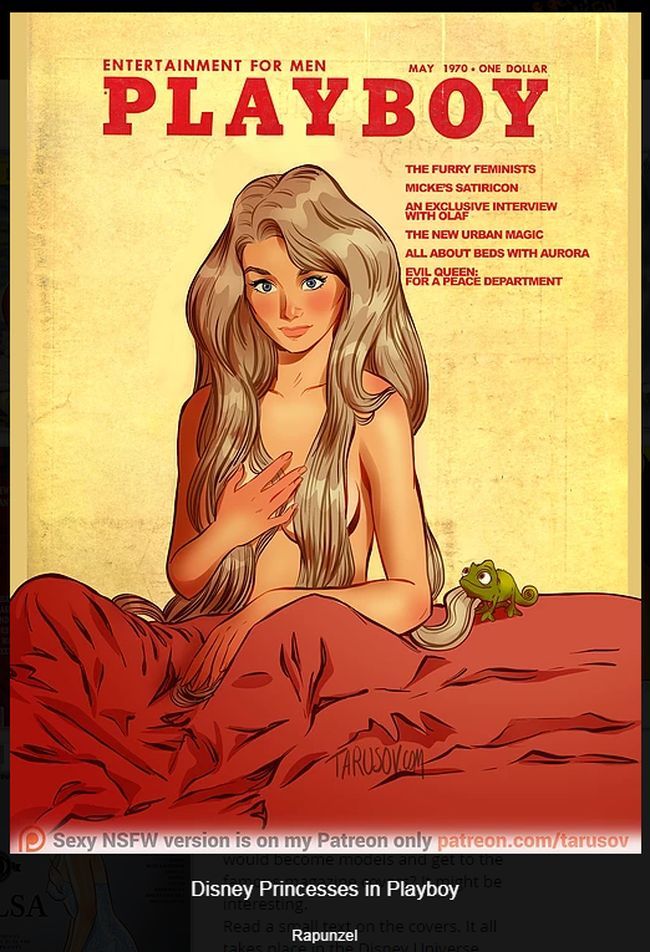 Disney princesses on the cover of Playboy magazine - NSFW, Art, Playboy, Pin up, Walt disney company, Disney princesses, Andrey Tarusov, Longpost