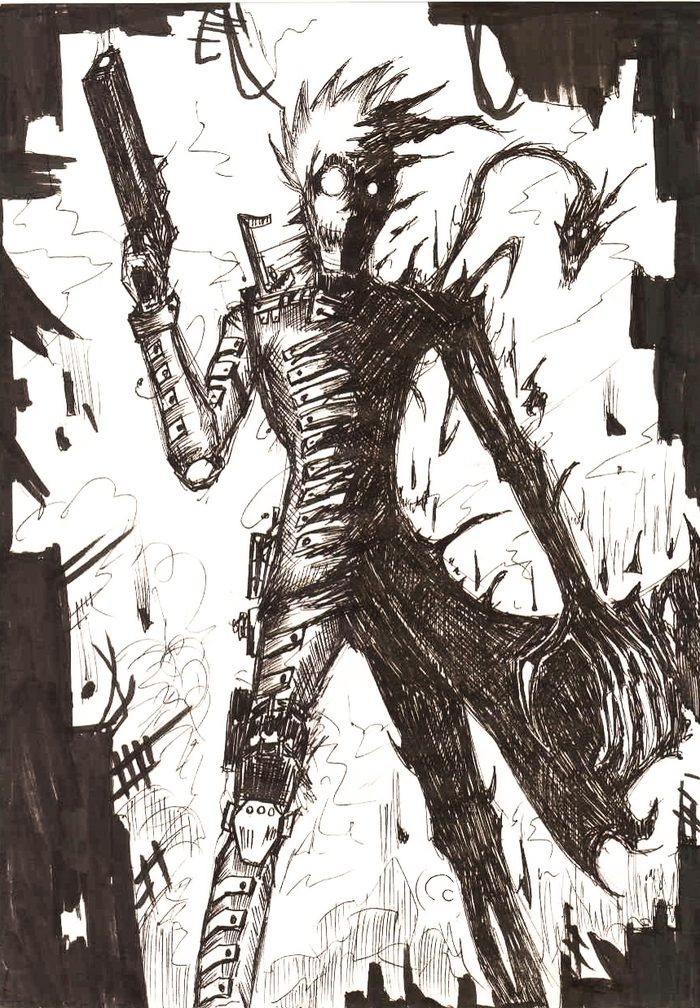 Maxwell's Demon (Stage 2 + Stage 5) - My, Art, Images, Black and white, Monster, Manga