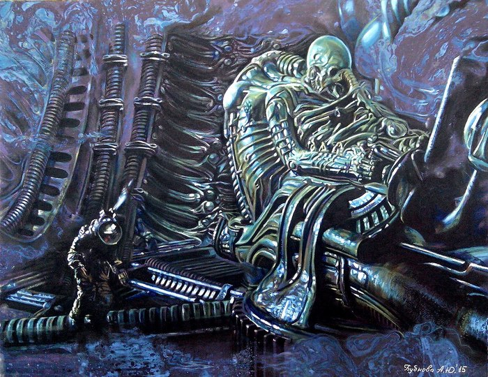 Space Jockey (рисунок пастелью) - Моё, Анна Бубнова, Арт, Чужой, Прометей, Сухая пастель, Рисунок