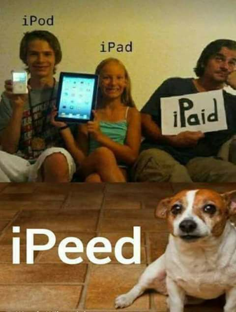 Ipod, ipad, ipaid( ), i peed( )