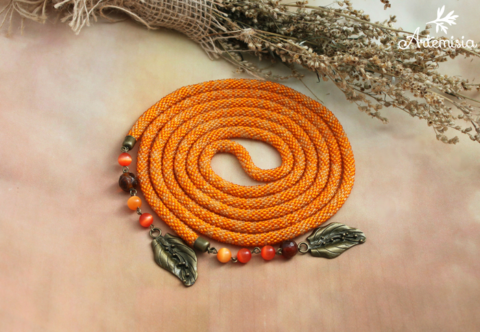 Belt - lariat Solar pumpkin - My, Belt, Lariat, Harness, Needlework, My, Beading, Pumpkin, Presents, Longpost