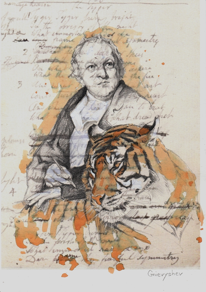 William Blake 30x21 cm pencil and tea - My, Gnievyshev, Art, Art, William Blake, Creation, Drawing, Pencil drawing, Longpost
