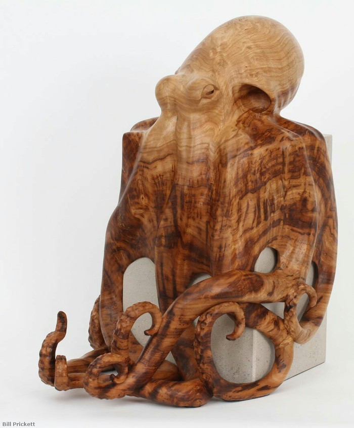 Carved from a single piece of chestnut - Octopus, Figurines, Sculpture, Cthulhu