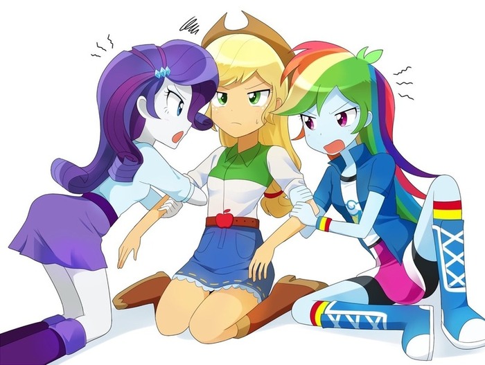 И Рэрку съесть и на Дэш сесть. - My Little Pony, Rarity, Rainbow Dash, Applejack, Equestria Girls, MLP Lesbian, Шиппинг