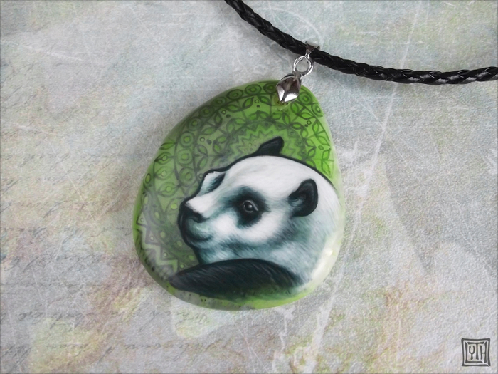 Panda. miniature painting - My, Needlework without process, Painting, Miniature, Panda, Artist, Decoration, Handmade, Longpost