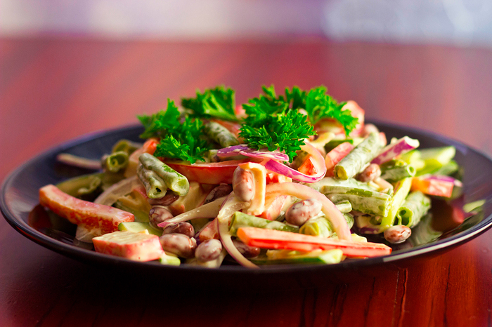 Salad with crab sticks and two types of beans - Salad, My, Video, Crab sticks, Video recipe