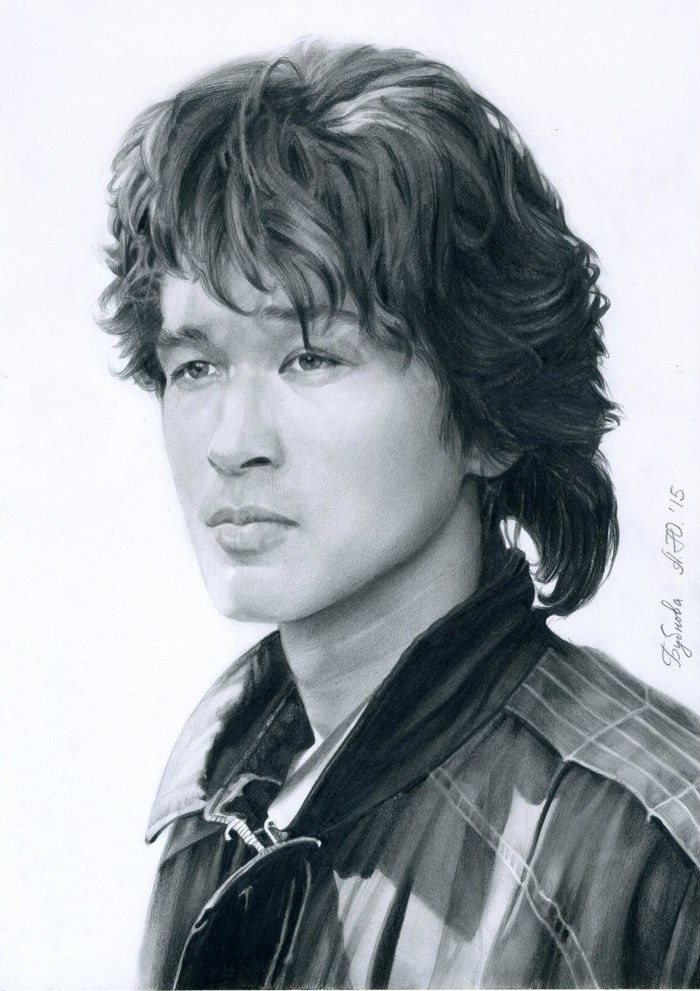 V.R. Choi (A4, pencil) - My, Anna Bubnova, Viktor Tsoi, Pencil drawing, KINO Group, Portrait