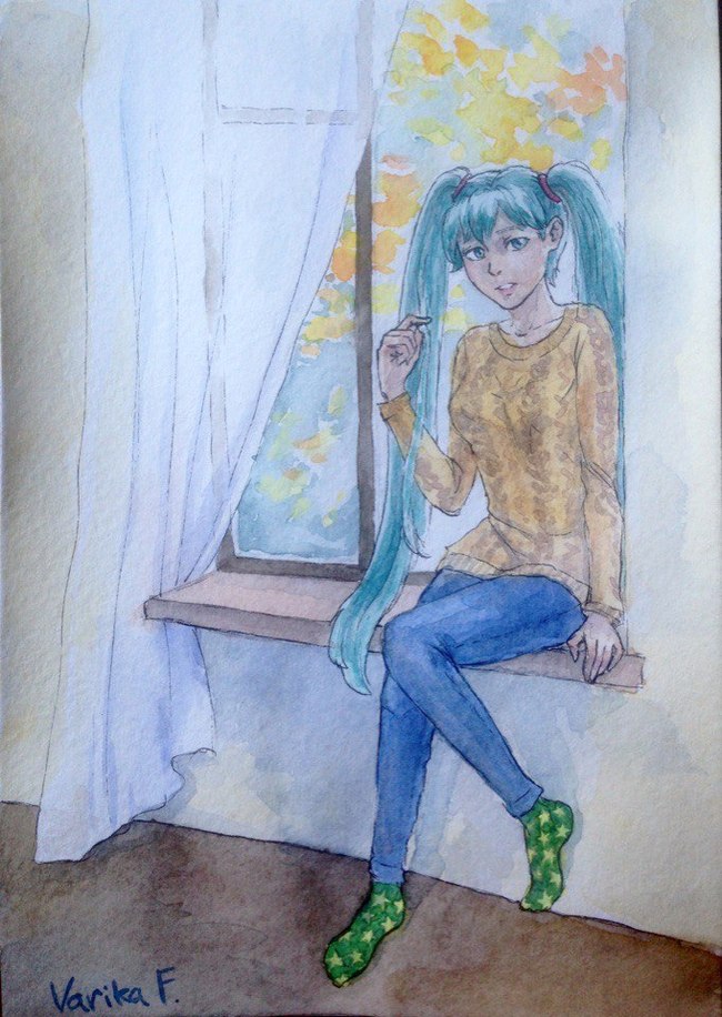 Autumn Miku - Visual novel, Endless summer, Hatsune Miku, Drawing