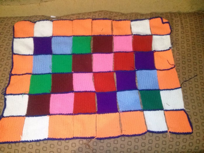 Plaid of squares - Knitting, Hobby, My