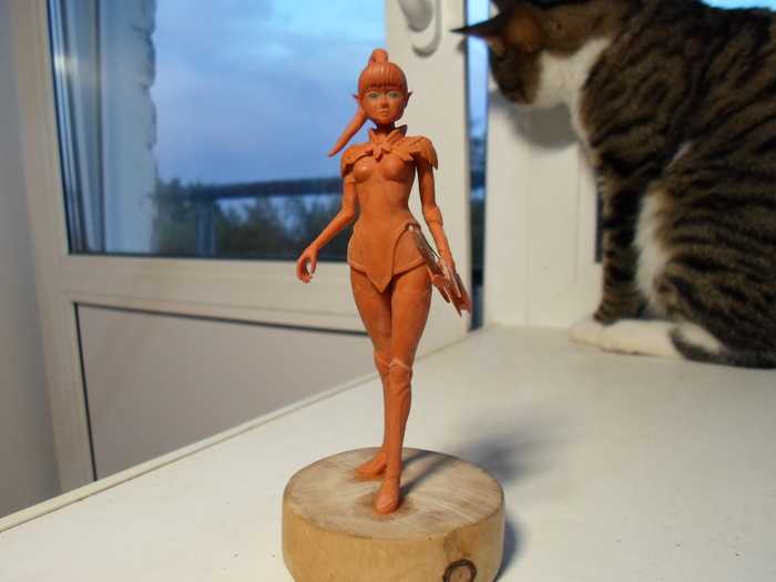 Figurine of Leah, one of the old works - My, Dragon nest, Characters (edit), Archers, Polymer clay, With your own hands, Hobby, Лепка, Anime, Longpost