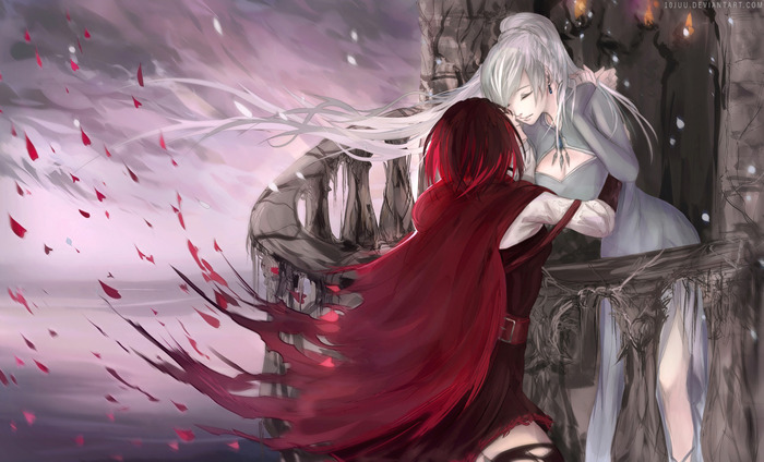 Knight and princess. - RWBY, Ruby rose, Weiss schnee, Yuri, Anime, Not anime