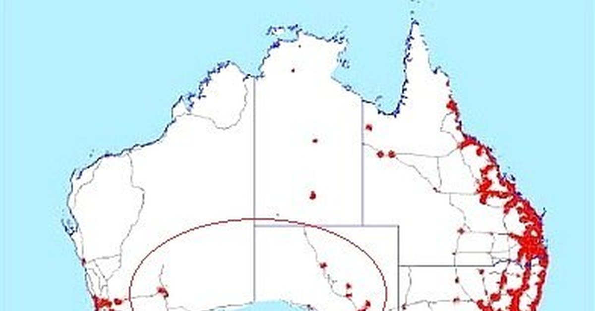 Карта заселенности австралии