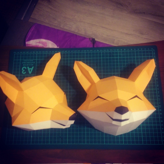 Fox cubs - My, Papercraft, foxes, Fox, With your own hands, I share, Longpost