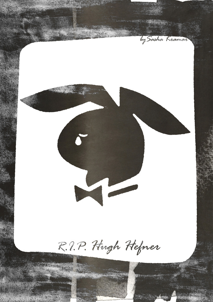 Hugh Hefner #BreastInPeace - Playboy, Hugh Hefner, Rabbit, , , Sasha Kramar, Poster, Death