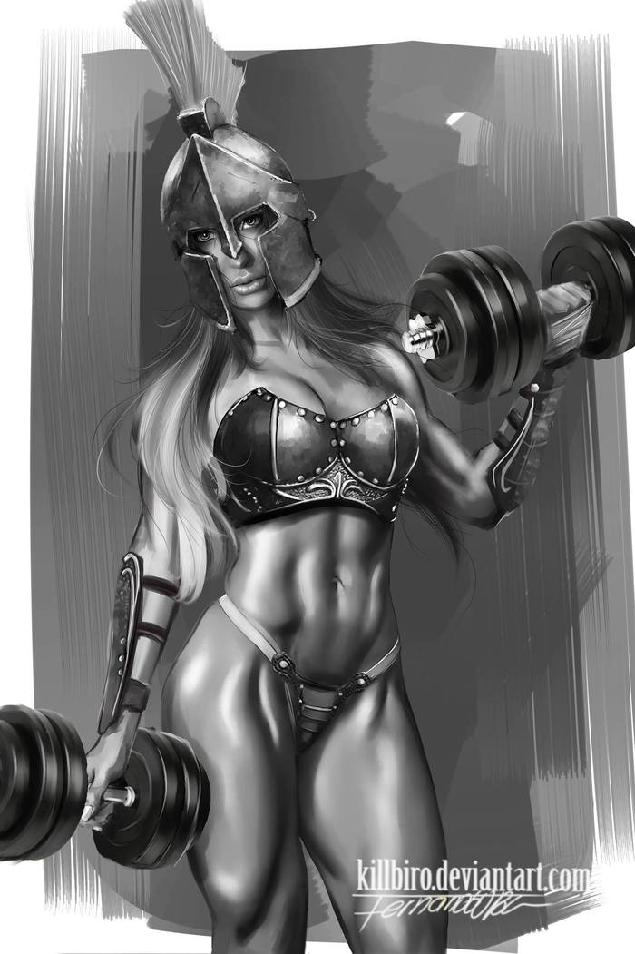 Fitness Sparta Girl - Killbiro, Арт, Крепкая девушка, Спортивные девушки, Фитоняшка