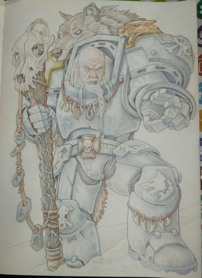 Rune Priest - My, Warhammer 40k, Space wolves, Drawing