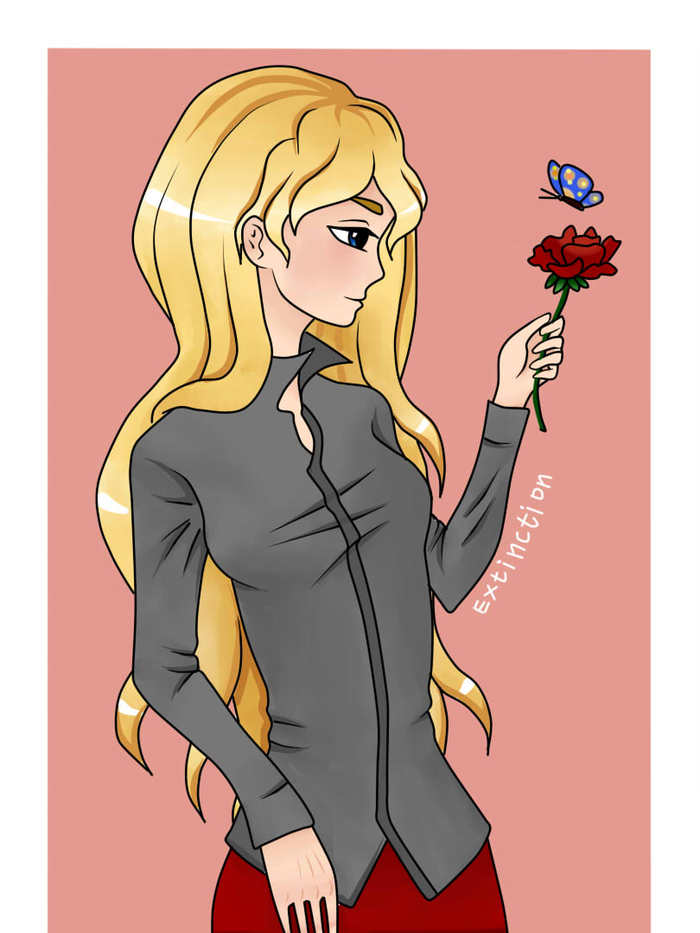 Girl with a flower - Art, My, Anime, Drawing