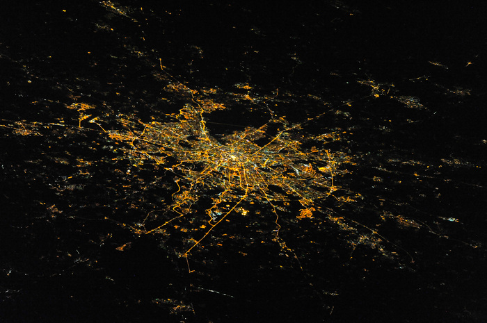 Moscow and Moscow region from space at night - Space, The photo, Sergey Ryazansky, Longpost