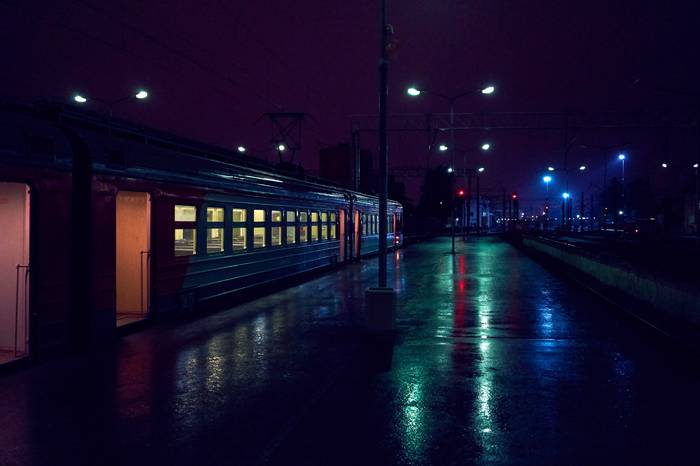 last train - Night light, Night, last train, Baltiysky Railway Station, My