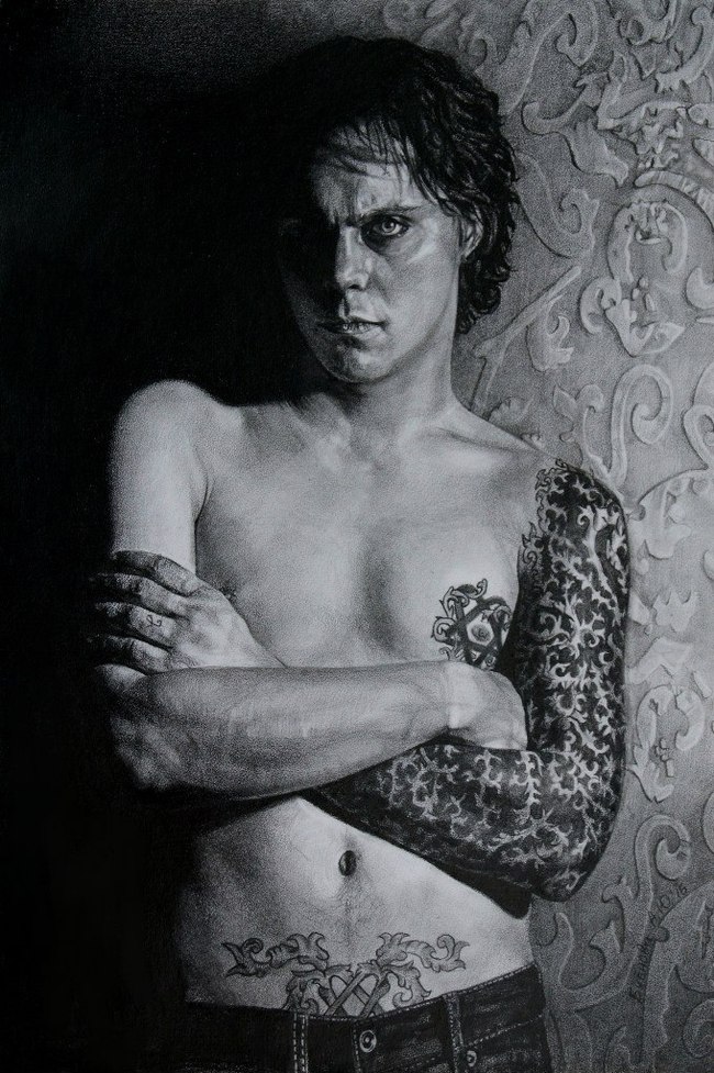 Ville Valo (A3, pencil) - My, Anna Bubnova, Pencil drawing, Portrait, Ville Valo, Him