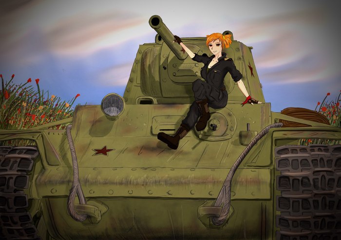 Tanker - My, Endless summer, Visual novel, Art, Tanks, Alisa Dvachevskaya, Digital drawing, , World of tanks