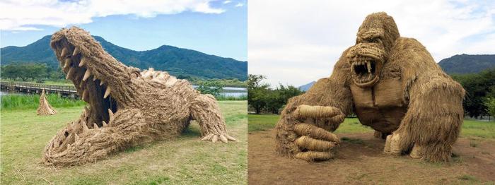 straw sculptures - Straw, Japan, Gorilla, Crocodile, Crocodiles