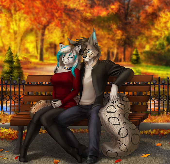 romantic autumn - Furry, Art, Autumn, Elvofirida, Romance