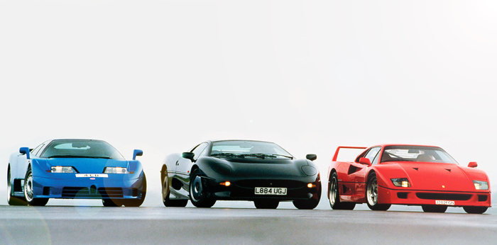 1994 Group Road Test Bugatti EB 110 vs. Ferrari F40 and Jaguar XJ220