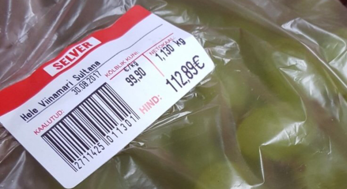 The cost of grapes in Estonia - High prices, Products, Estonia