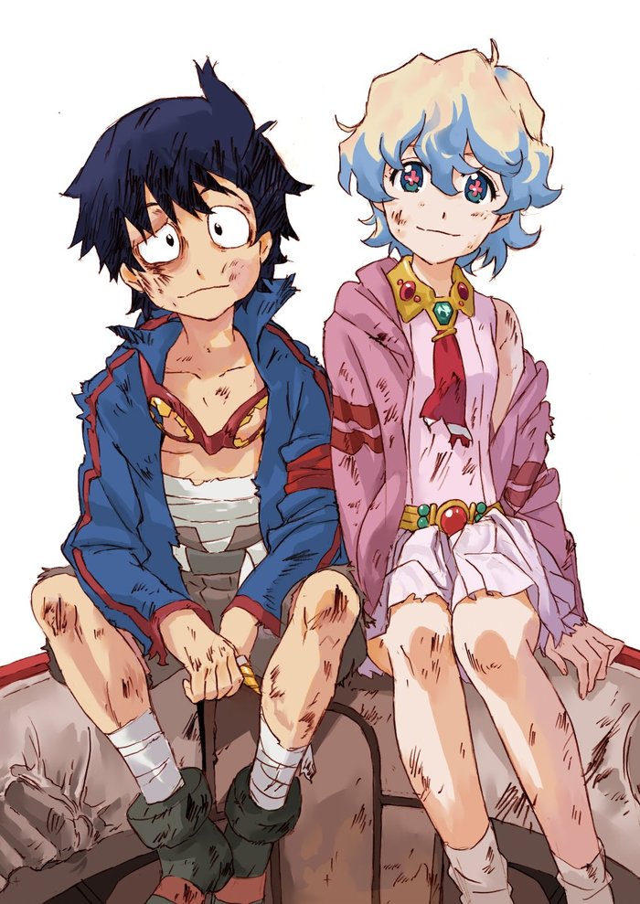 Tengen toppa gurren lagann - Anime art, Anime, Gurren lagann, Simon, Nia teppelin, Sushio