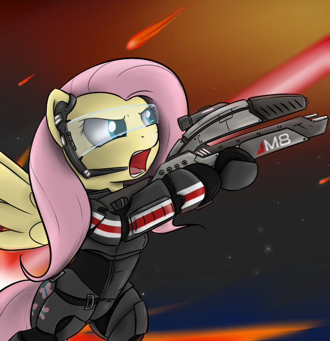Commander Fluttershy My Little Pony, Ponyart, Fluttershy, , Mass Effect