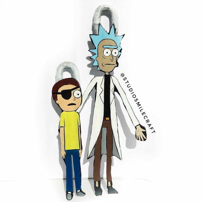 Rick and Morty! What else to do? - My, Rick and Morty, Keychain, , Steel, Acrylic, Painting, Handmade, Longpost