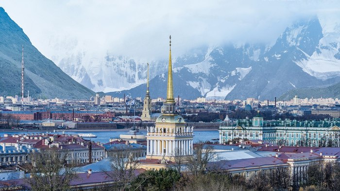 St. Belukhaburg - My, Saint Petersburg, Katun Ridge, Photoshop, The mountains, Town, Beluga Whale Mountain